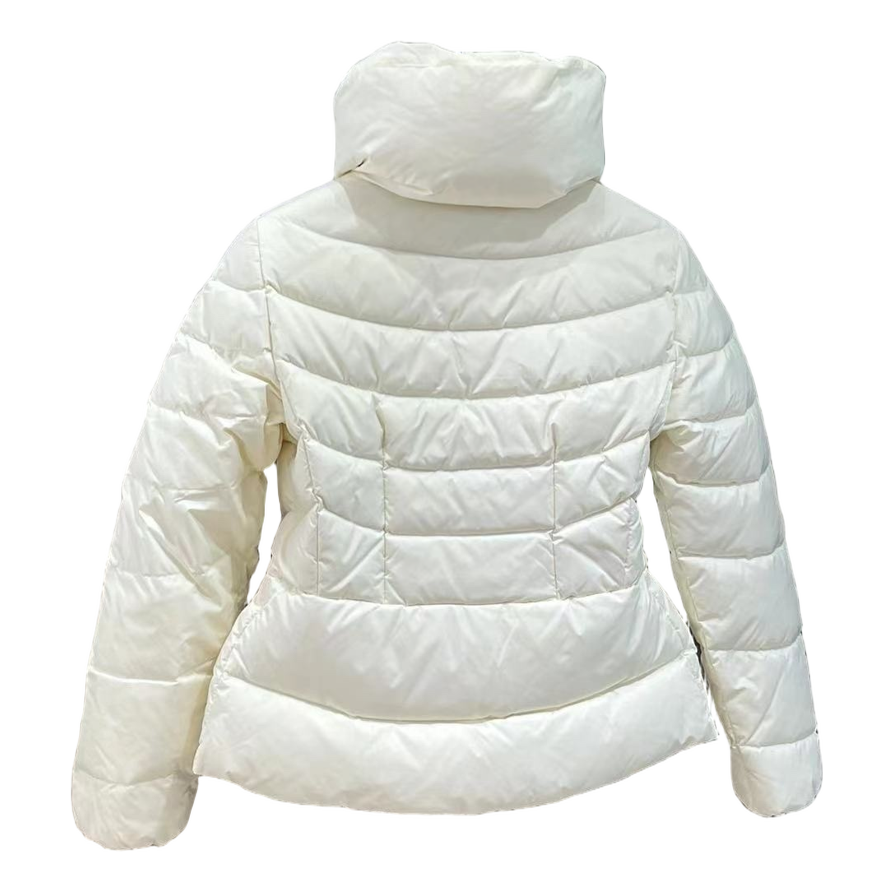 Moncler Drawstring-Waist Stand-Collar Puffer Jacket | Ivory