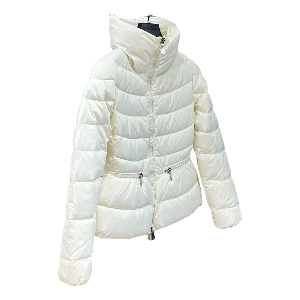 Moncler Drawstring-Waist Stand-Collar Puffer Jacket | Ivory