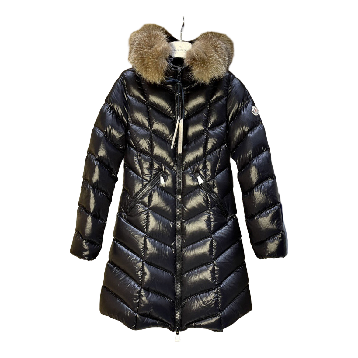 Moncler Fulmarus Chevron-Quilted Hooded Puffer Coat | Black