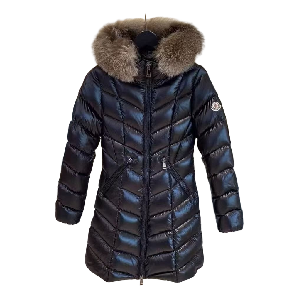 Moncler Fulmarus Chevron-Quilted Hooded Puffer Coat | Black