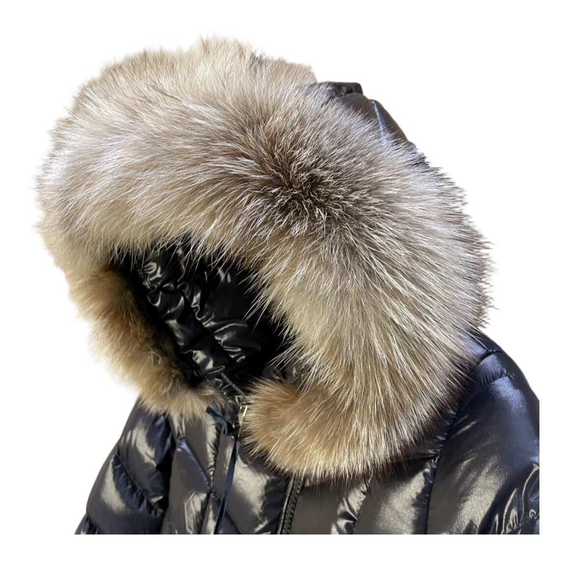 Moncler Fulmarus Chevron-Quilted Hooded Puffer Coat | Black