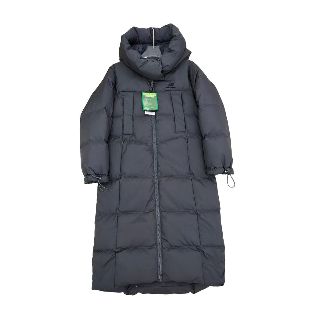 New Balance Hooded Long Puffer Coat | Black