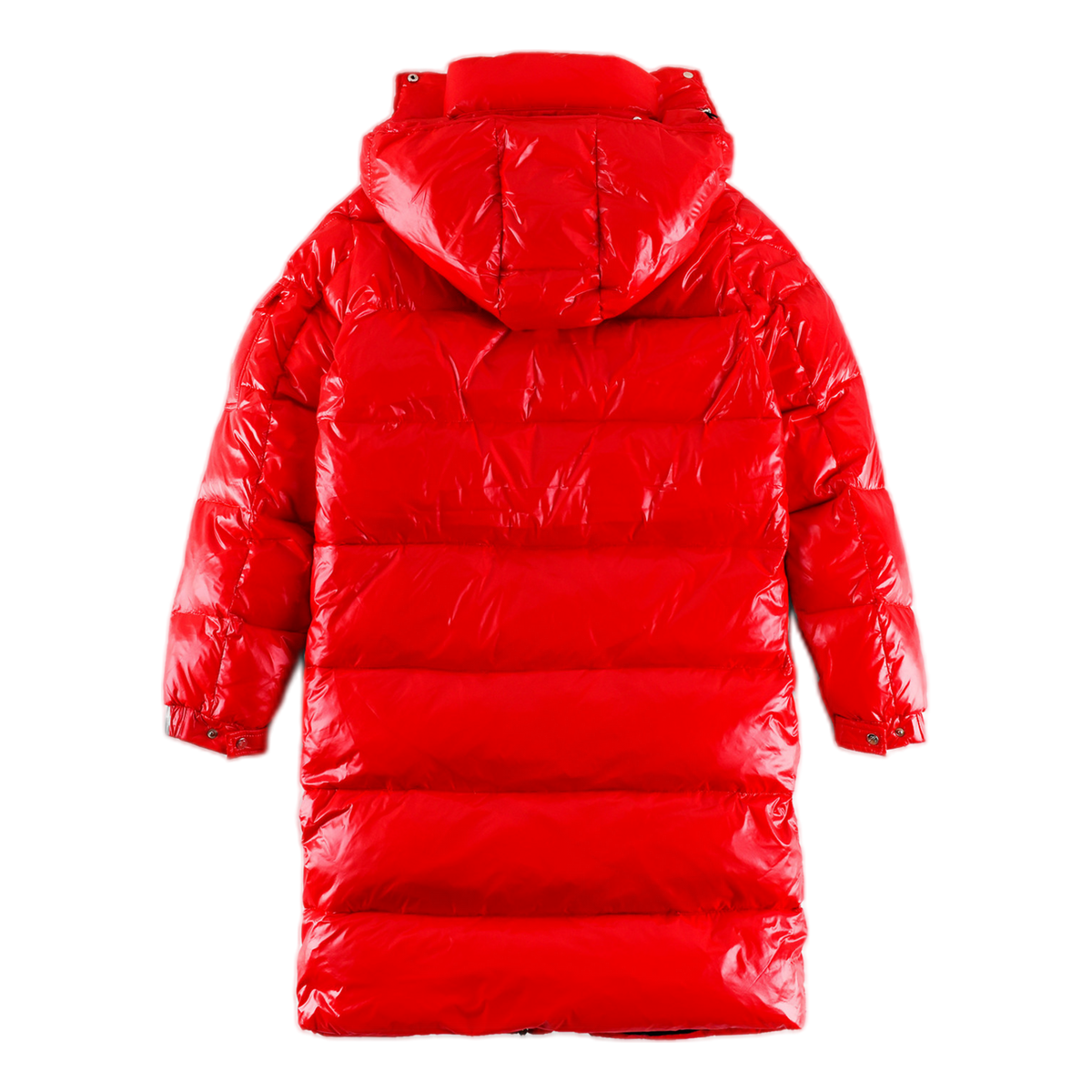 Moncler Hanoverian Glossy Hooded Long Puffer Coat | Red