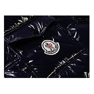 Moncler Contrast-Trim Glossy Hooded Puffer Jacket