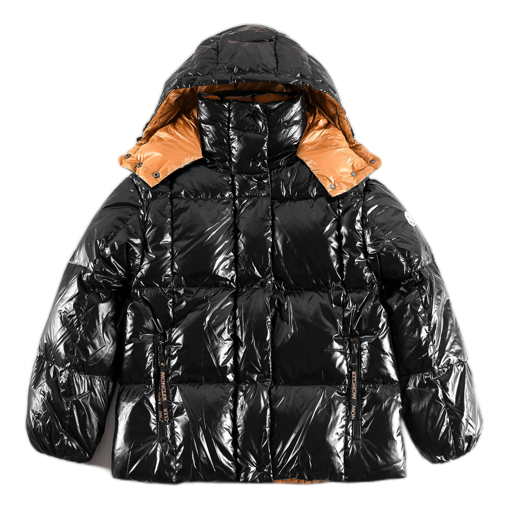 Moncler Copper-Lined Glossy Short Puffer Jacket | Black