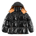 Moncler Copper-Lined Glossy Short Puffer Jacket | Black