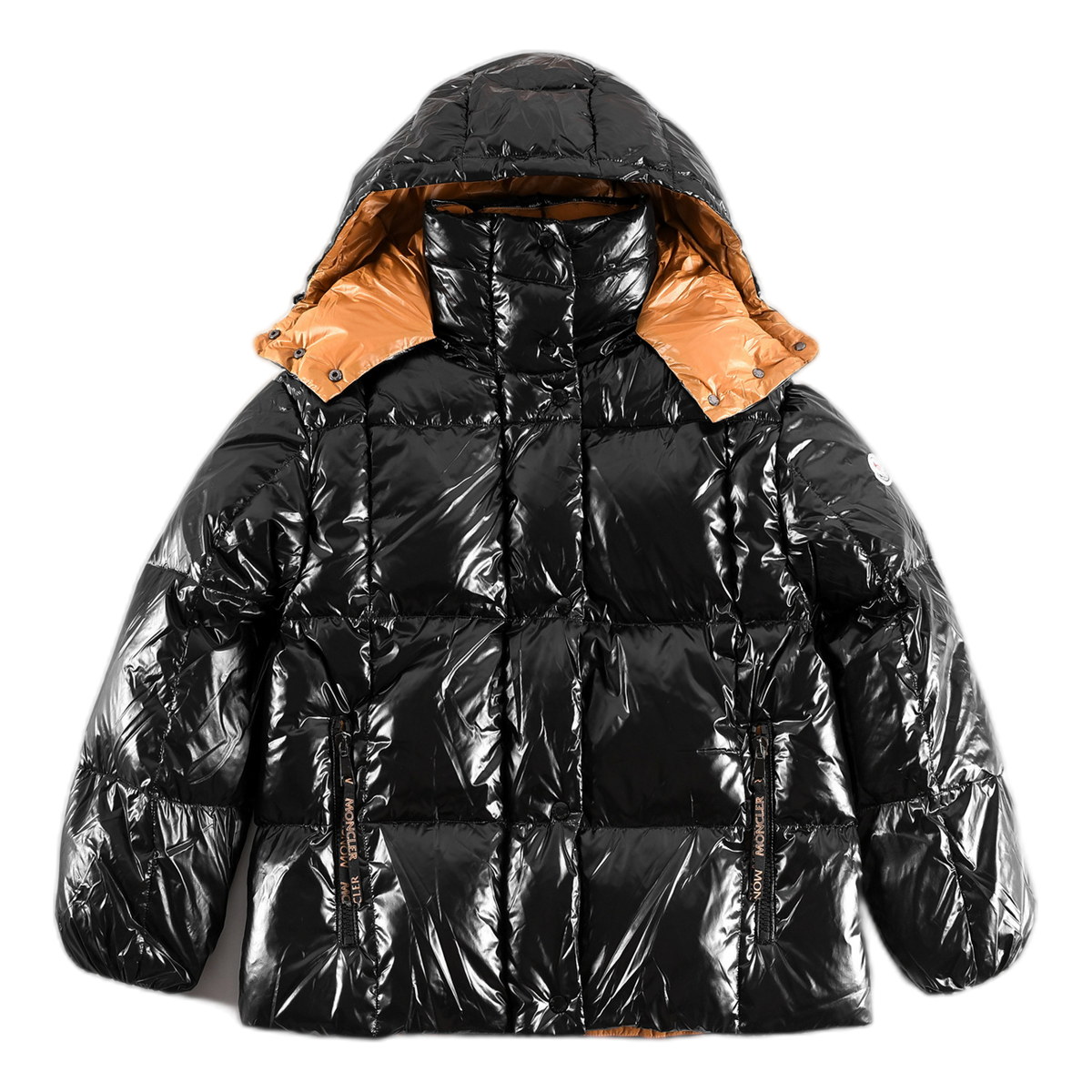 Moncler Copper-Lined Glossy Short Puffer Jacket | Black
