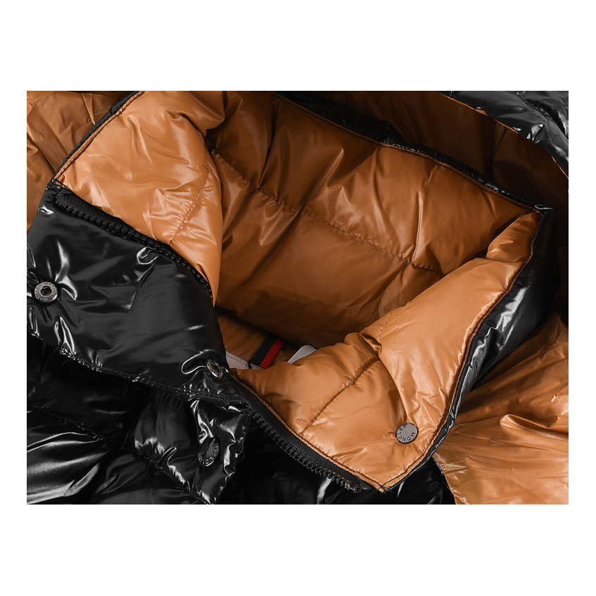 Moncler Copper-Lined Glossy Short Puffer Jacket | Black