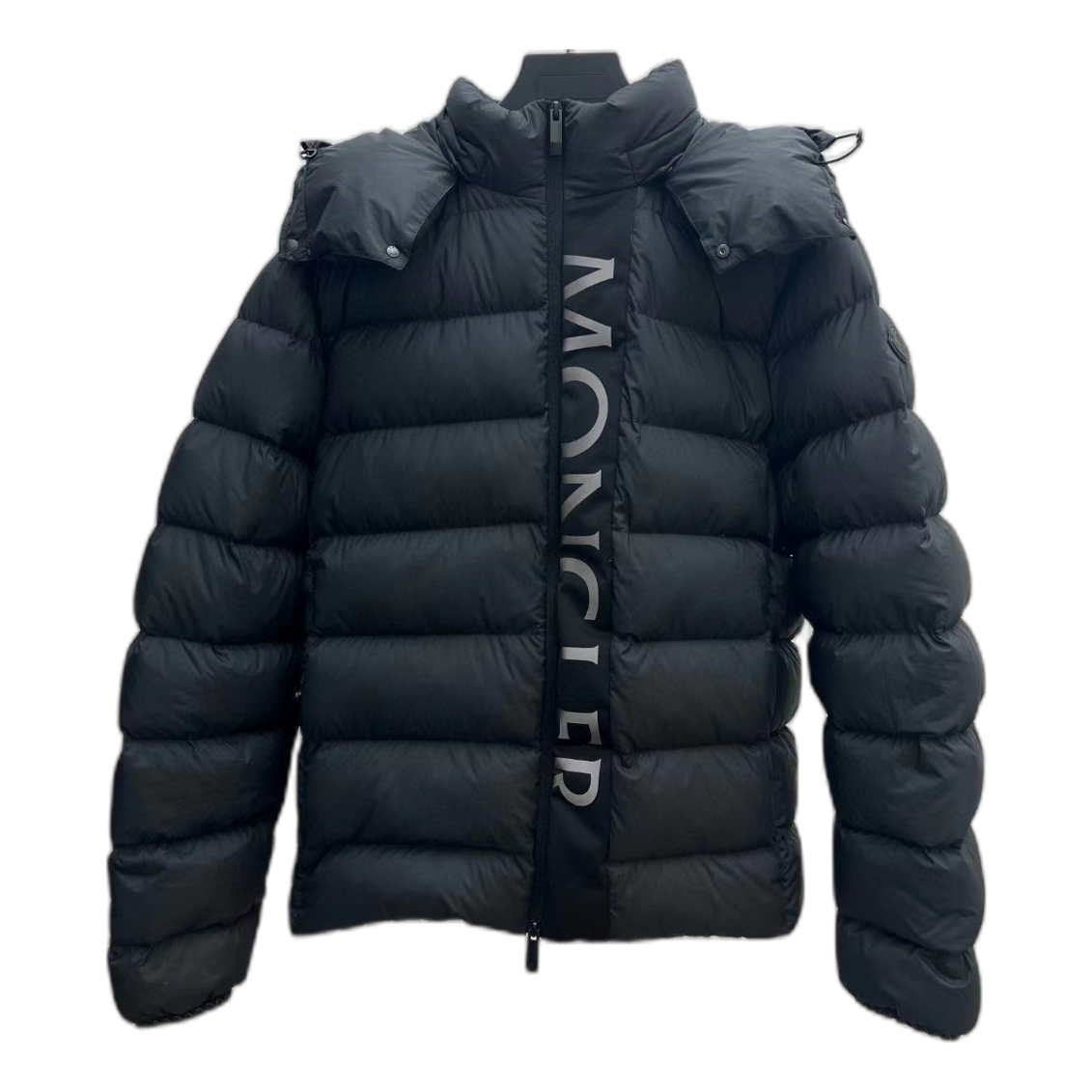Moncler Vertical-Logo Snap-Front Puffer Jacket | Black