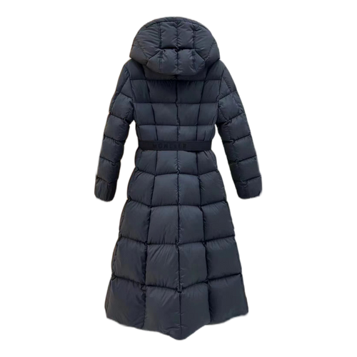 Moncler Drawstring-Hood Fitted Long Puffer Coat | Black