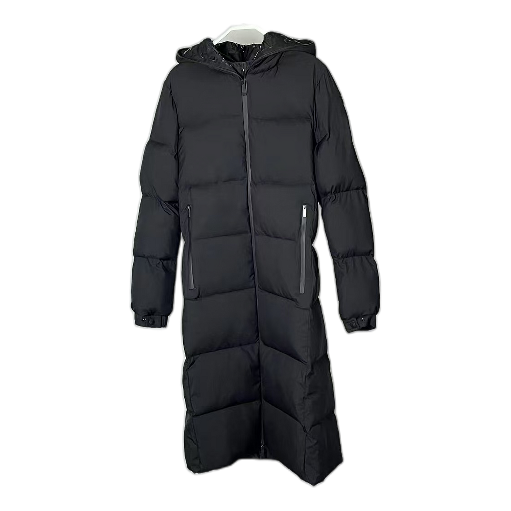 Moncler Matte Zip-Front Hooded Long Puffer Coat | Black