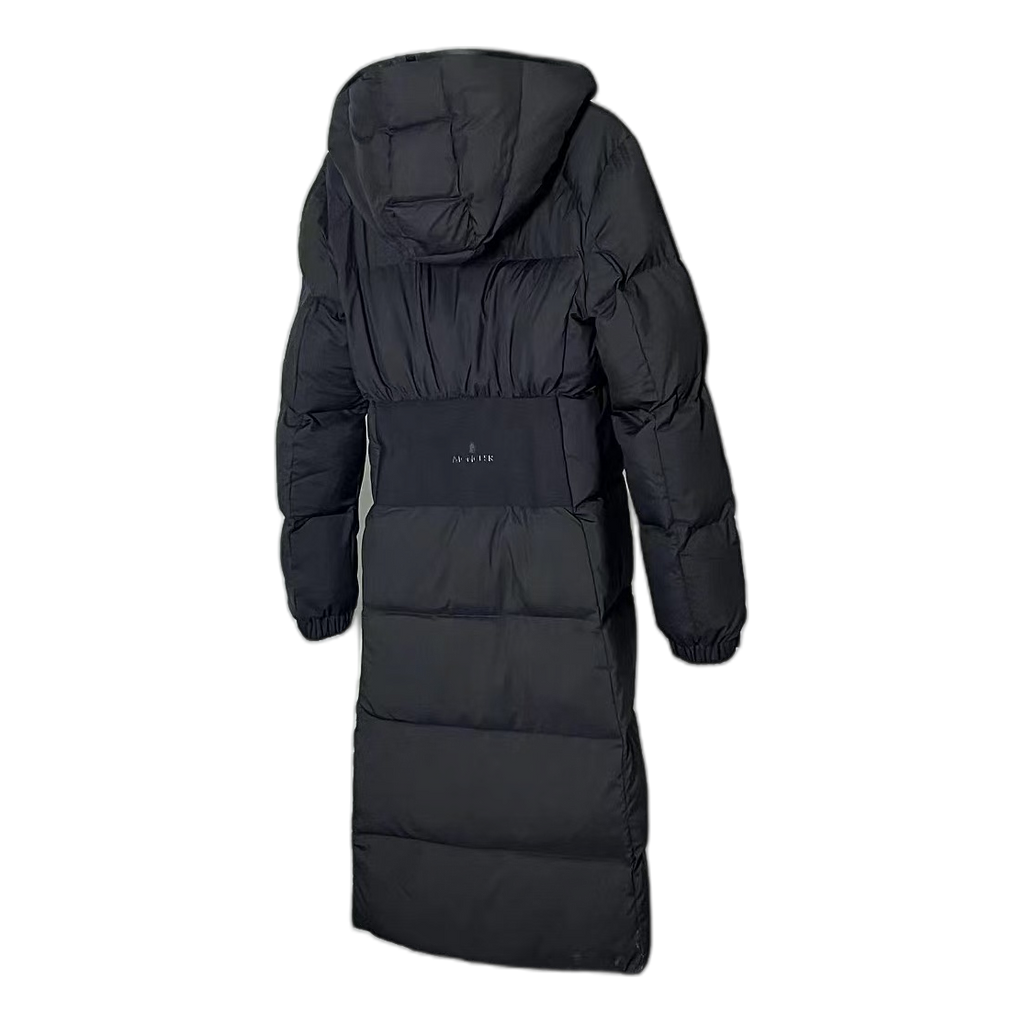 Moncler Matte Zip-Front Hooded Long Puffer Coat | Black