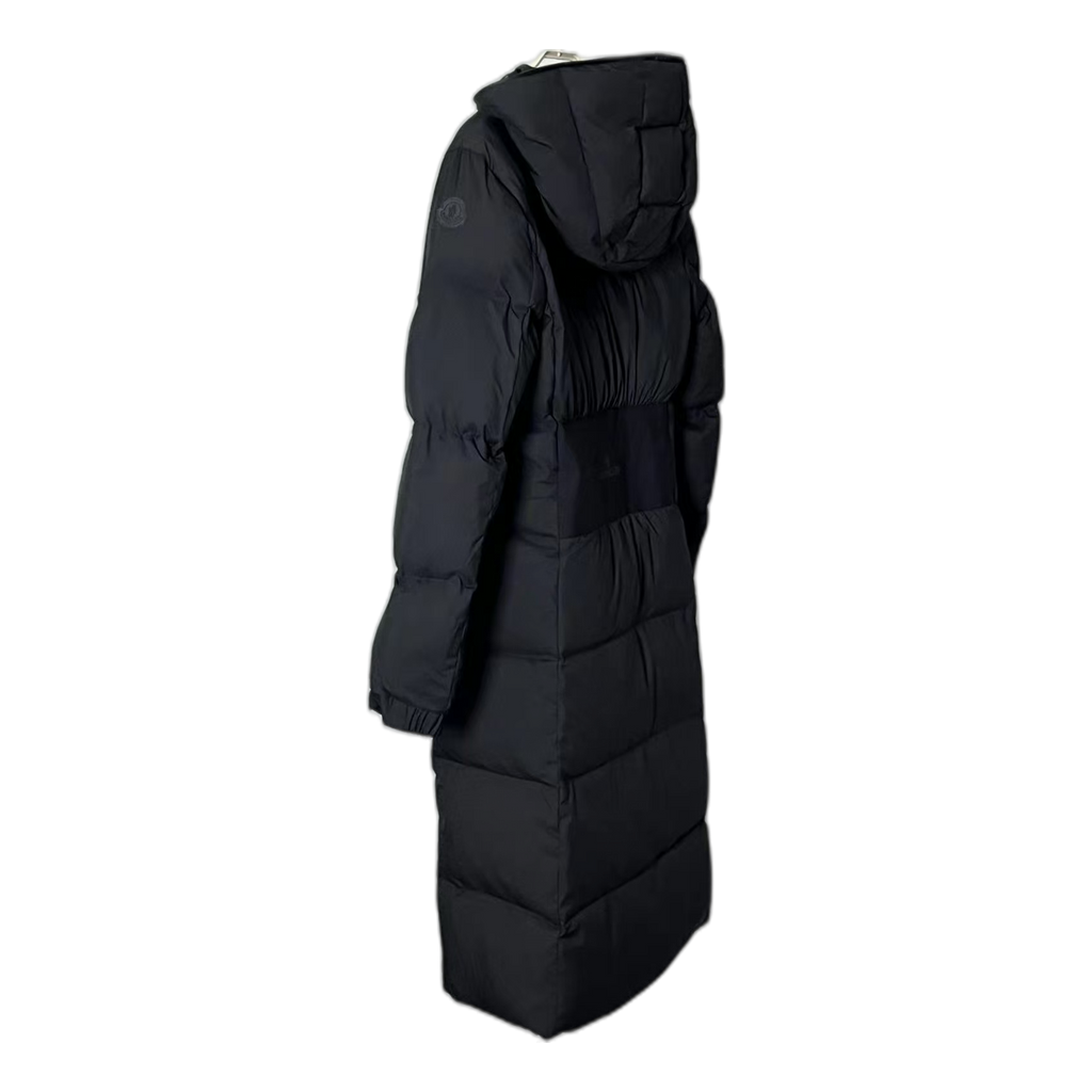 Moncler Matte Zip-Front Hooded Long Puffer Coat | Black