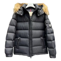 Moncler Fur-Trim Hooded Puffer Jacket | Black