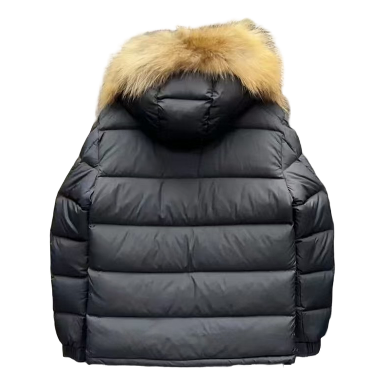 Moncler Fur-Trim Hooded Puffer Jacket | Black