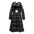 Moncler Fitted Long Hooded Puffer Coat | Black