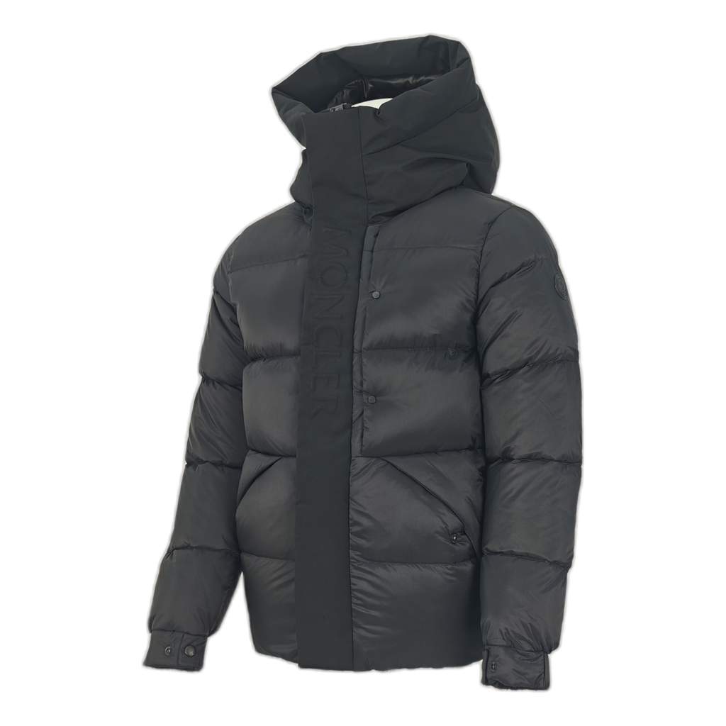 Moncler Tonal-Logo High-Collar Puffer Jacket | Black
