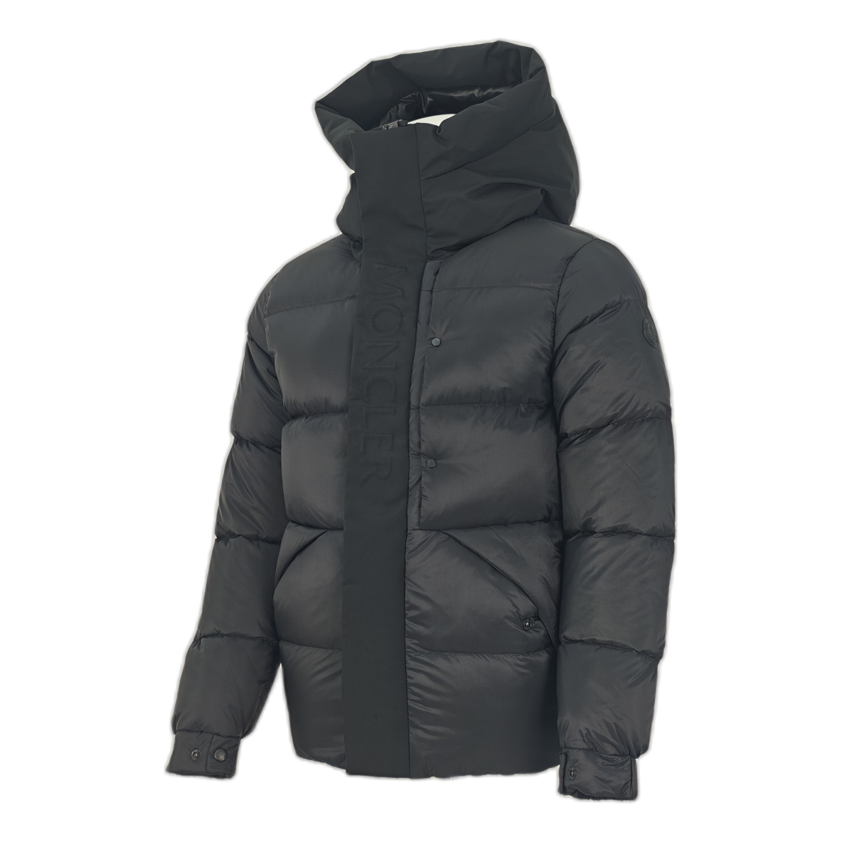 Moncler Tonal-Logo High-Collar Puffer Jacket | Black