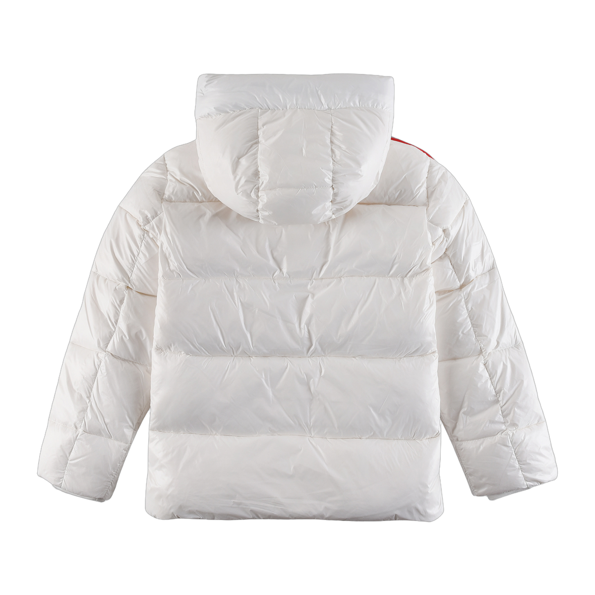 Moncler Tricolour Sleeve-Stripe Hooded Puffer Jacket | White