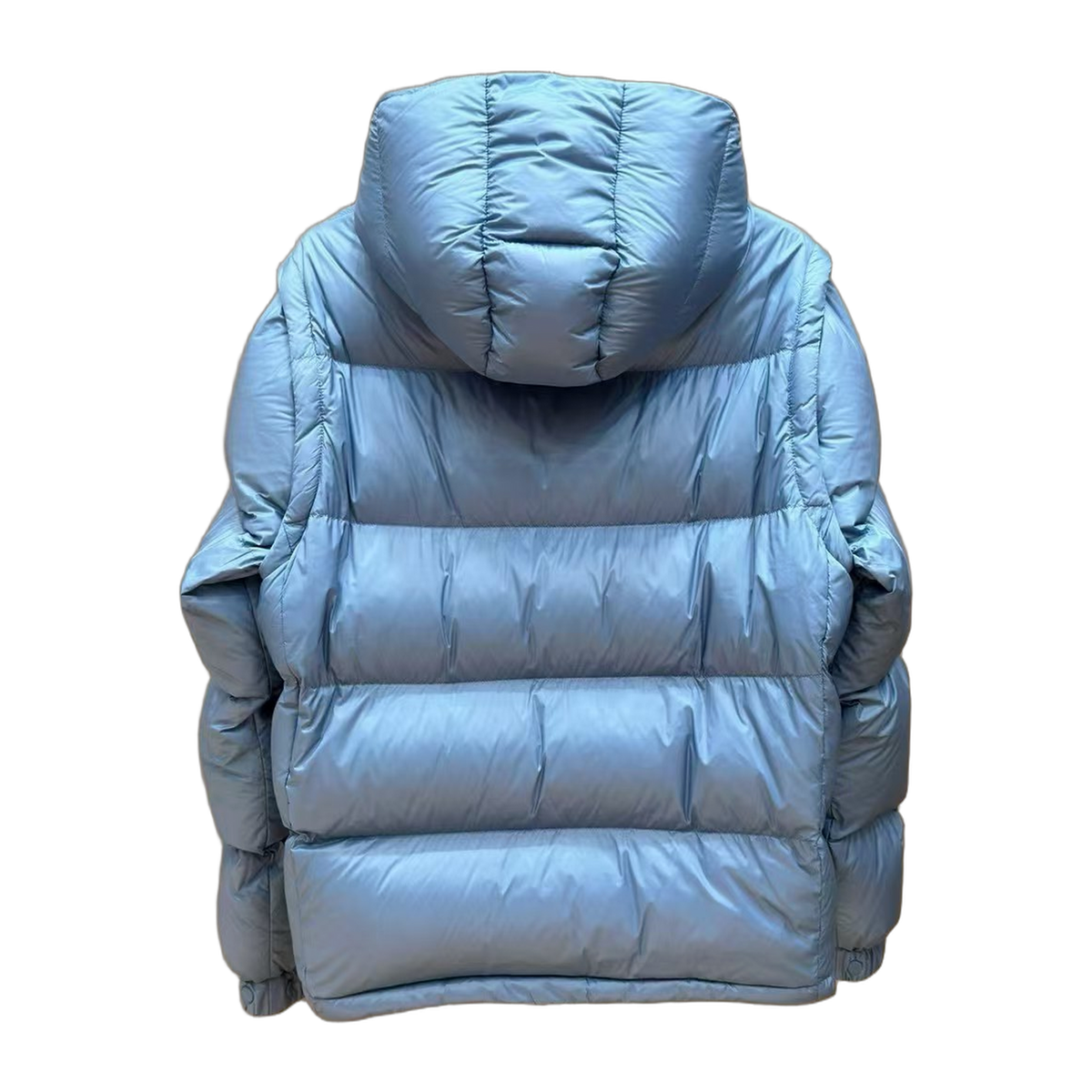 Moncler Orange-Badge Hooded Puffer Jacket | Ice Blue