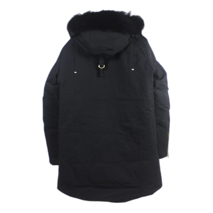 Moose Knuckles Stag Lake Gold-Trim Fur-Hood Parka | Black