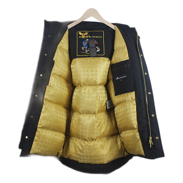Moose Knuckles Stag Lake Gold-Trim Fur-Hood Parka | Black