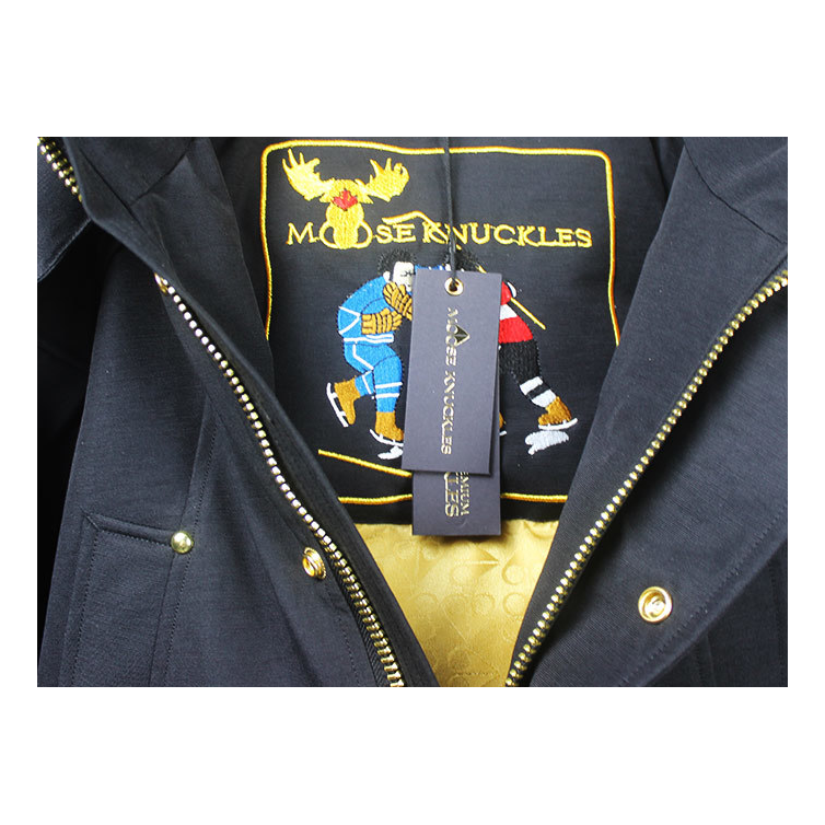 Moose Knuckles Stag Lake Gold-Trim Fur-Hood Parka | Black