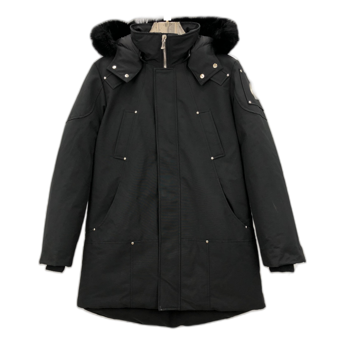 Moose Knuckles Curved-Hem Fur-Trim Hooded Parka | Black