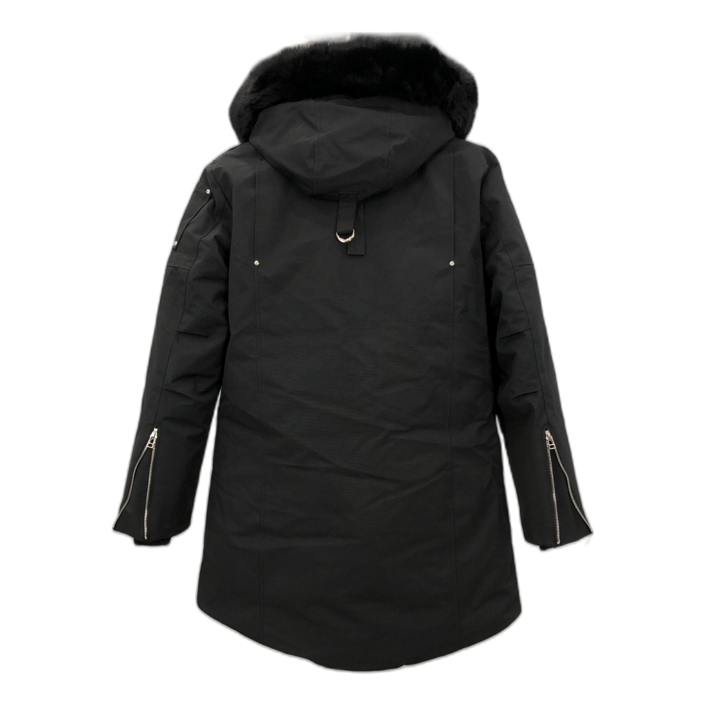 Moose Knuckles Curved-Hem Fur-Trim Hooded Parka | Black