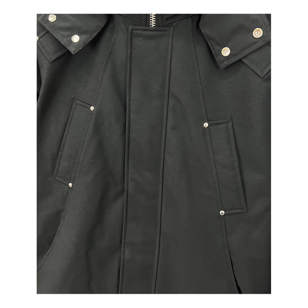 Moose Knuckles Curved-Hem Fur-Trim Hooded Parka | Black
