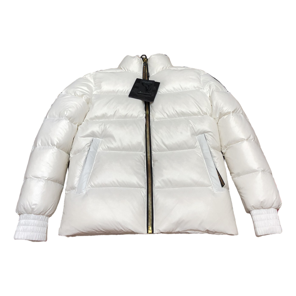 Moose Knuckles Logo-Zip Quilted Puffer Bomber | Off White