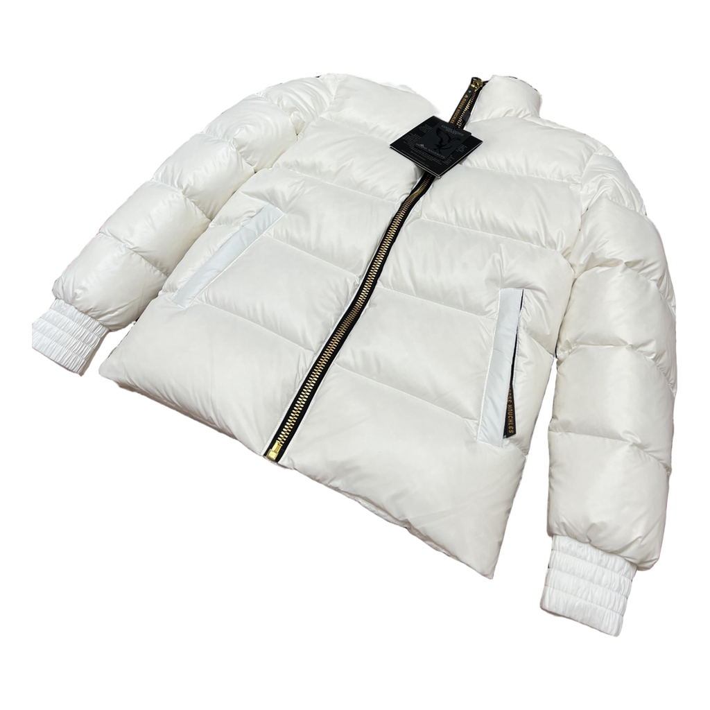 Moose Knuckles Logo-Zip Quilted Puffer Bomber | Off White