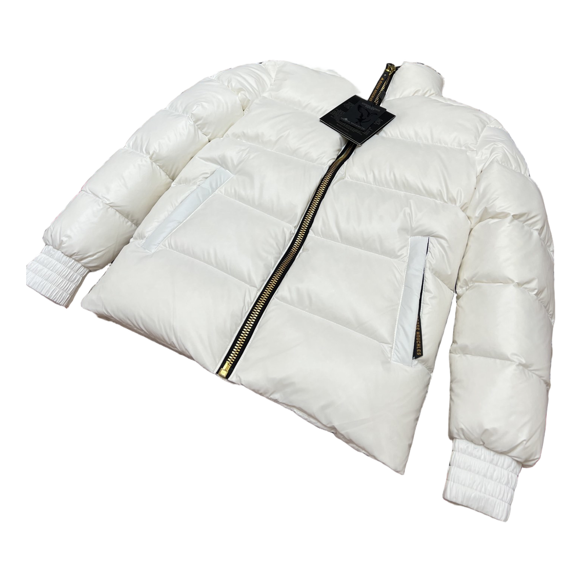 Moose Knuckles Logo-Zip Quilted Puffer Bomber | Off White