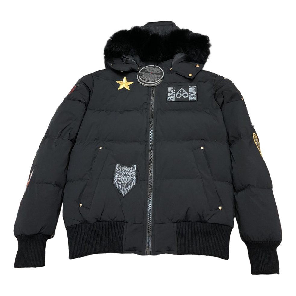 Moose Knuckles Patch-Detail Hooded Bomber | Black