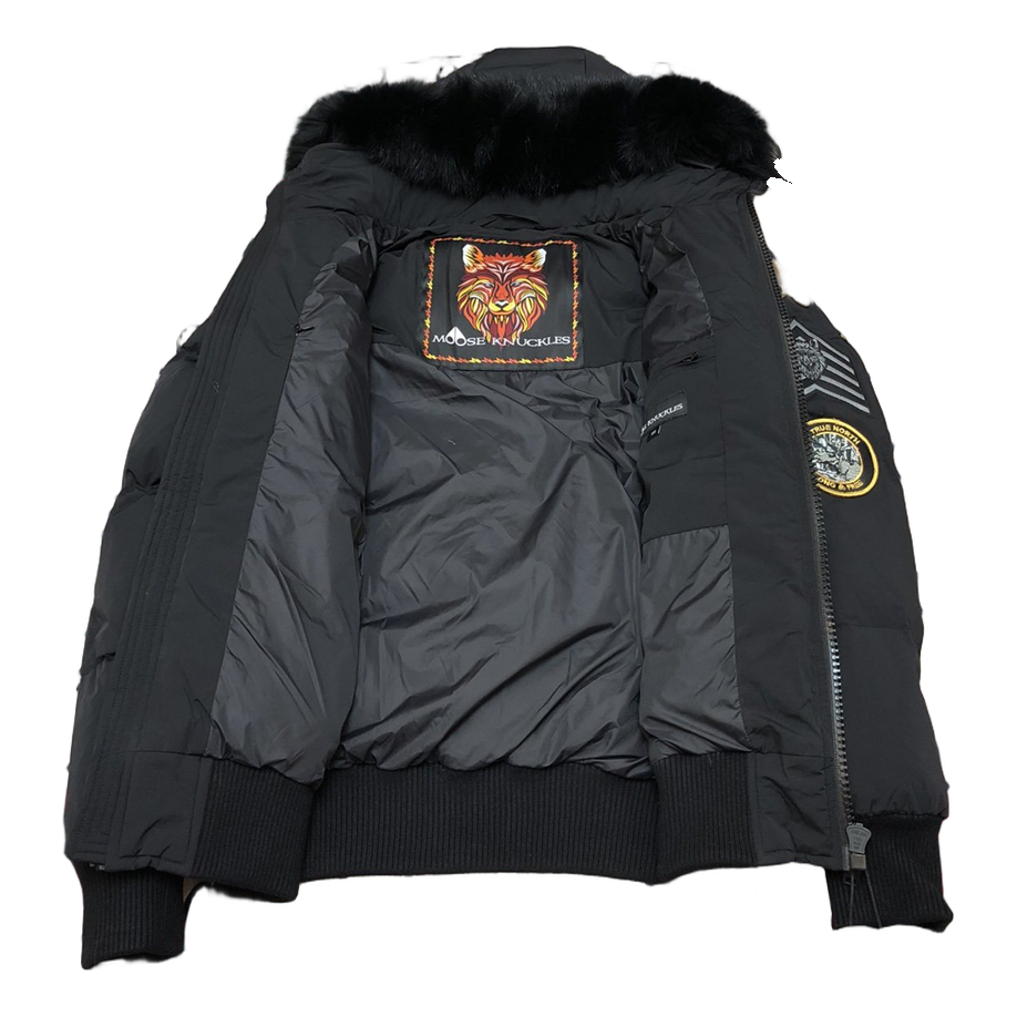 Moose Knuckles Patch-Detail Hooded Bomber | Black