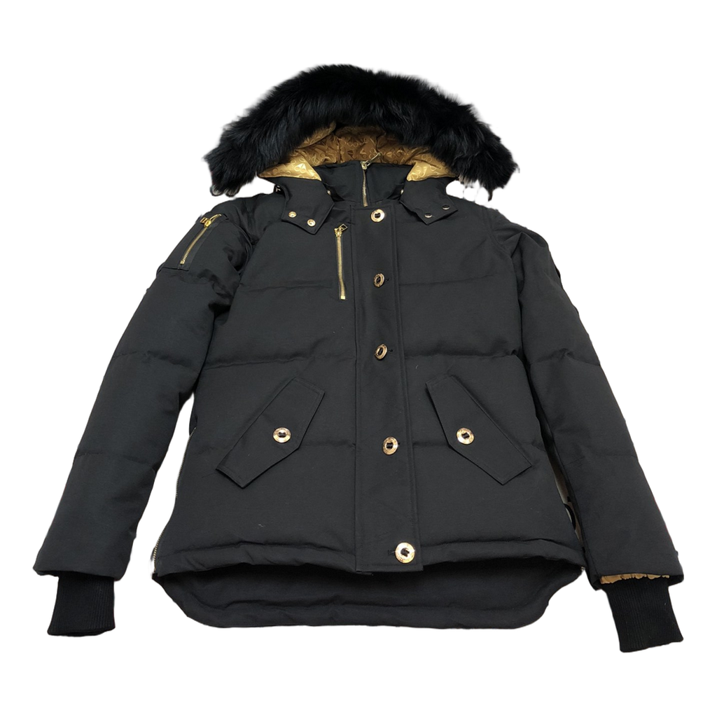 Moose Knuckles Gold 3Q Fur-Trim Hooded Puffer Jacket | Black