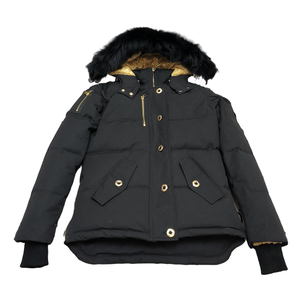 Moose Knuckles Gold 3Q Fur-Trim Hooded Puffer Jacket | Black
