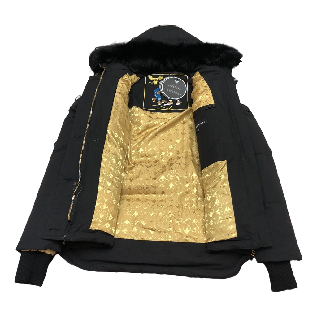 Moose Knuckles Gold 3Q Fur-Trim Hooded Puffer Jacket | Black