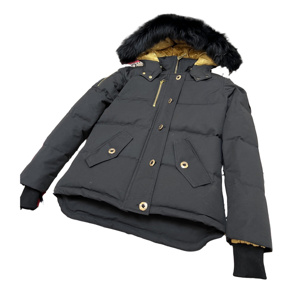 Moose Knuckles Gold 3Q Fur-Trim Hooded Puffer Jacket | Black