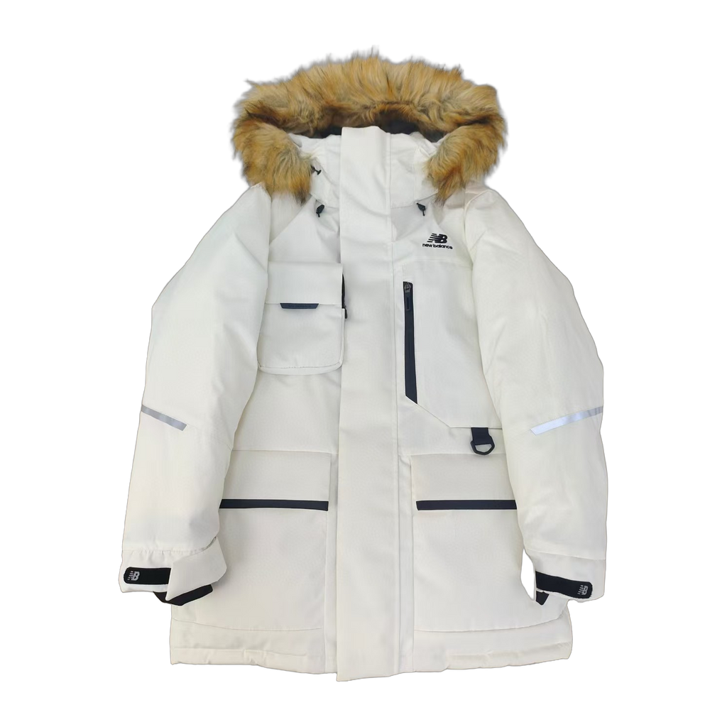 New Balance Fur-Trim Hooded Utility Jacket | White