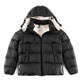 Moncler Contrast-Lined Logo-Hood Puffer Jacket | Black