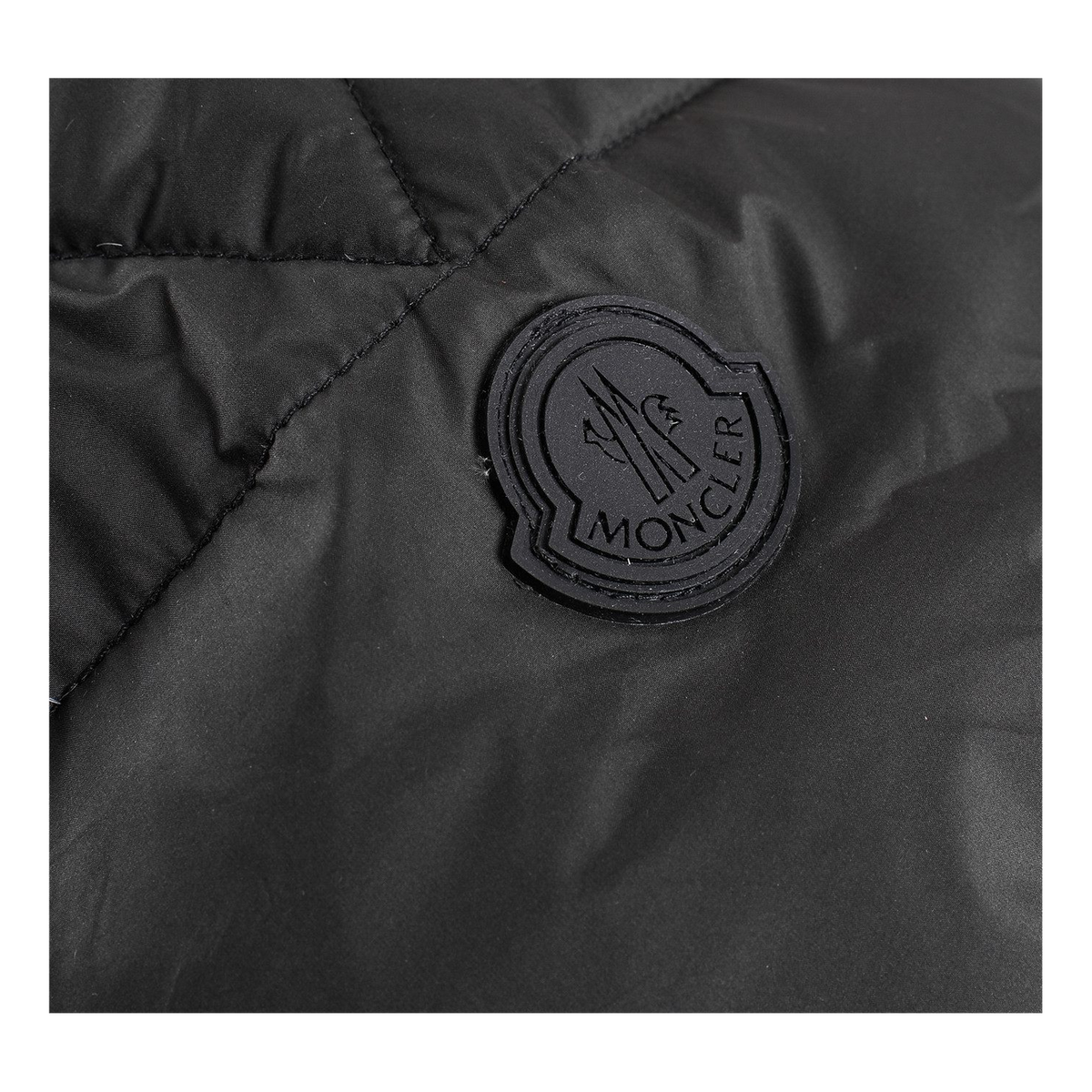 Moncler Contrast-Lined Logo-Hood Puffer Jacket | Black