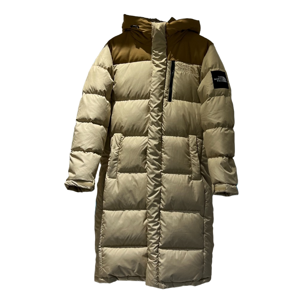 The North Face Color-Block Hooded Long Puffer Coat | Tan