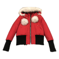 Moose Knuckles Debbie Pom-Pom Hooded Bomber | Red