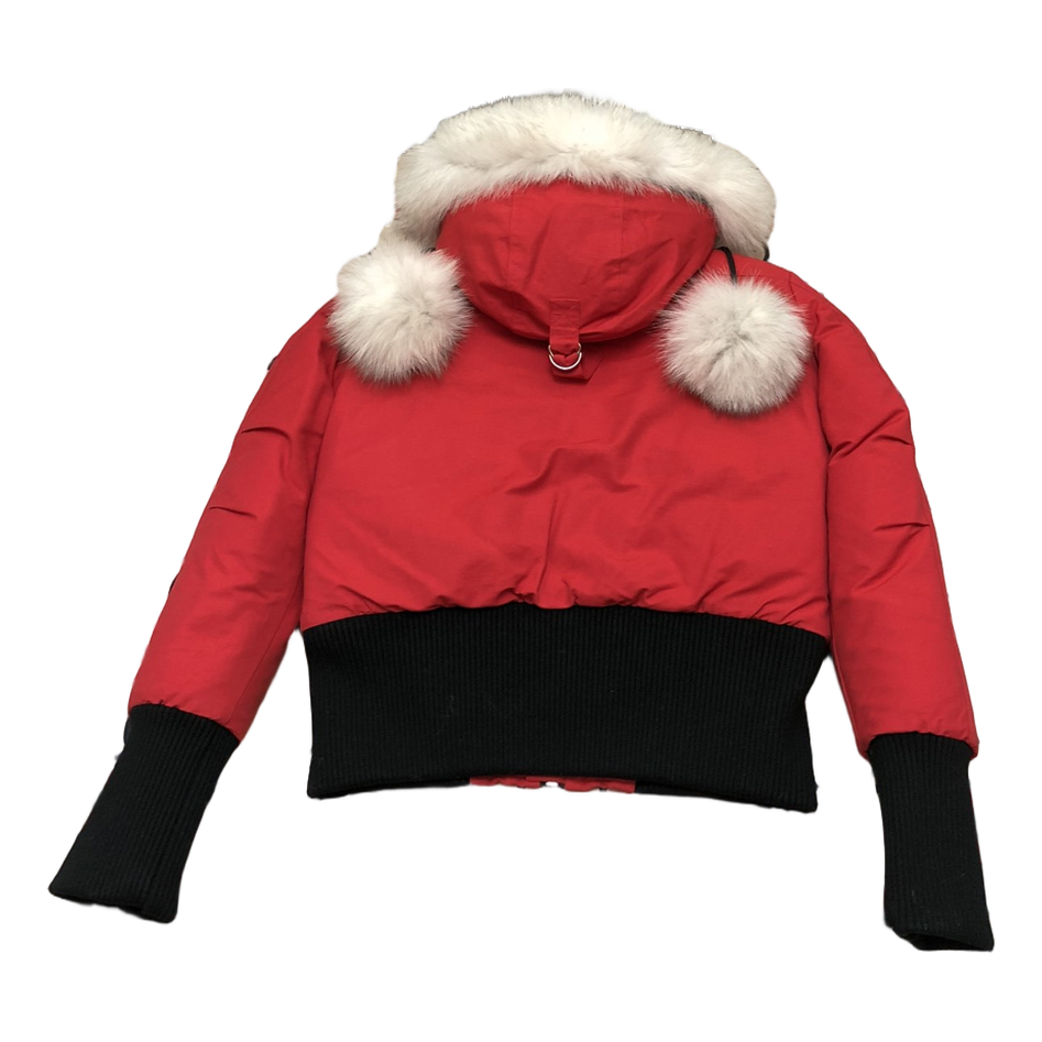 Moose Knuckles Debbie Pom-Pom Hooded Bomber | Red