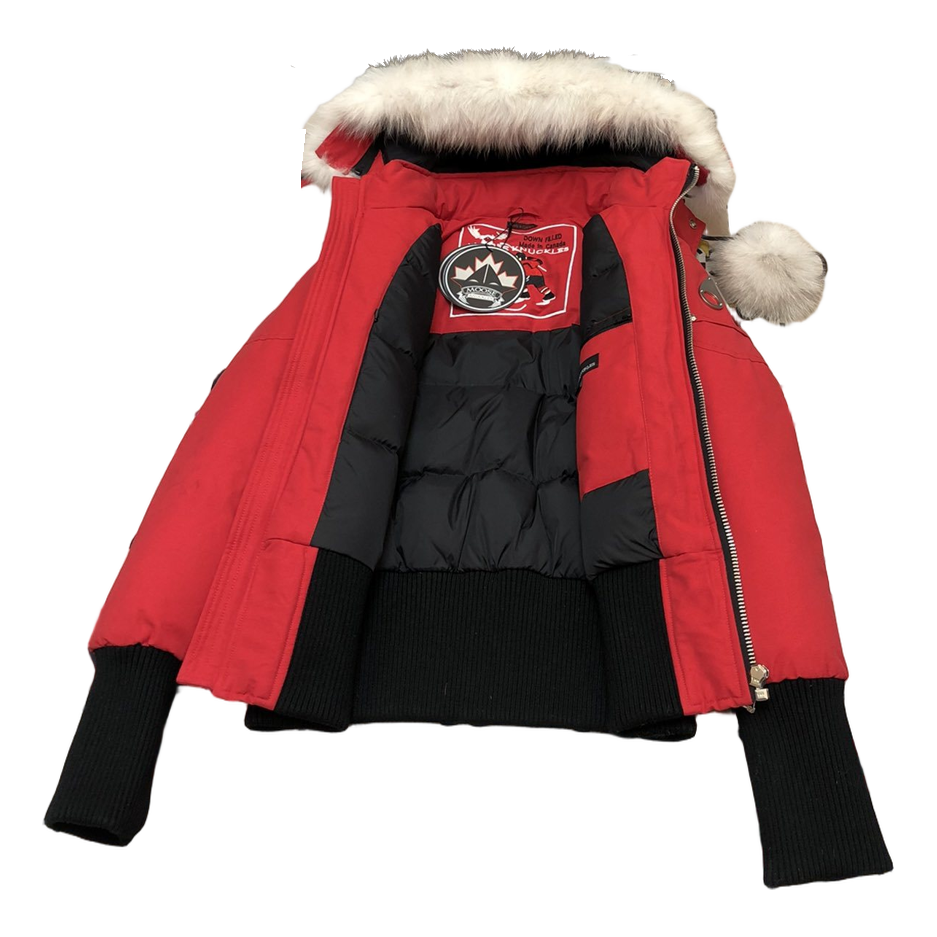 Moose Knuckles Debbie Pom-Pom Hooded Bomber | Red