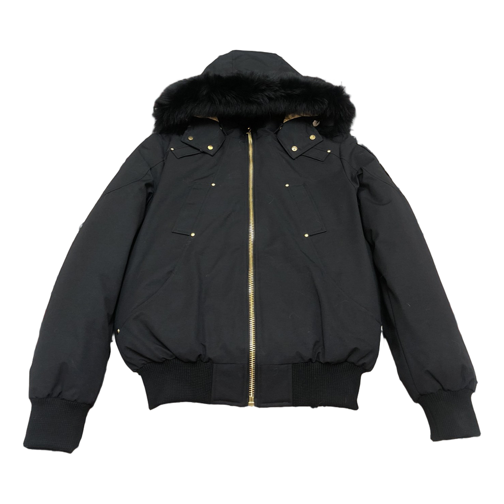 Moose Knuckles Gold Ballistic Fur-Trim Bomber | Black