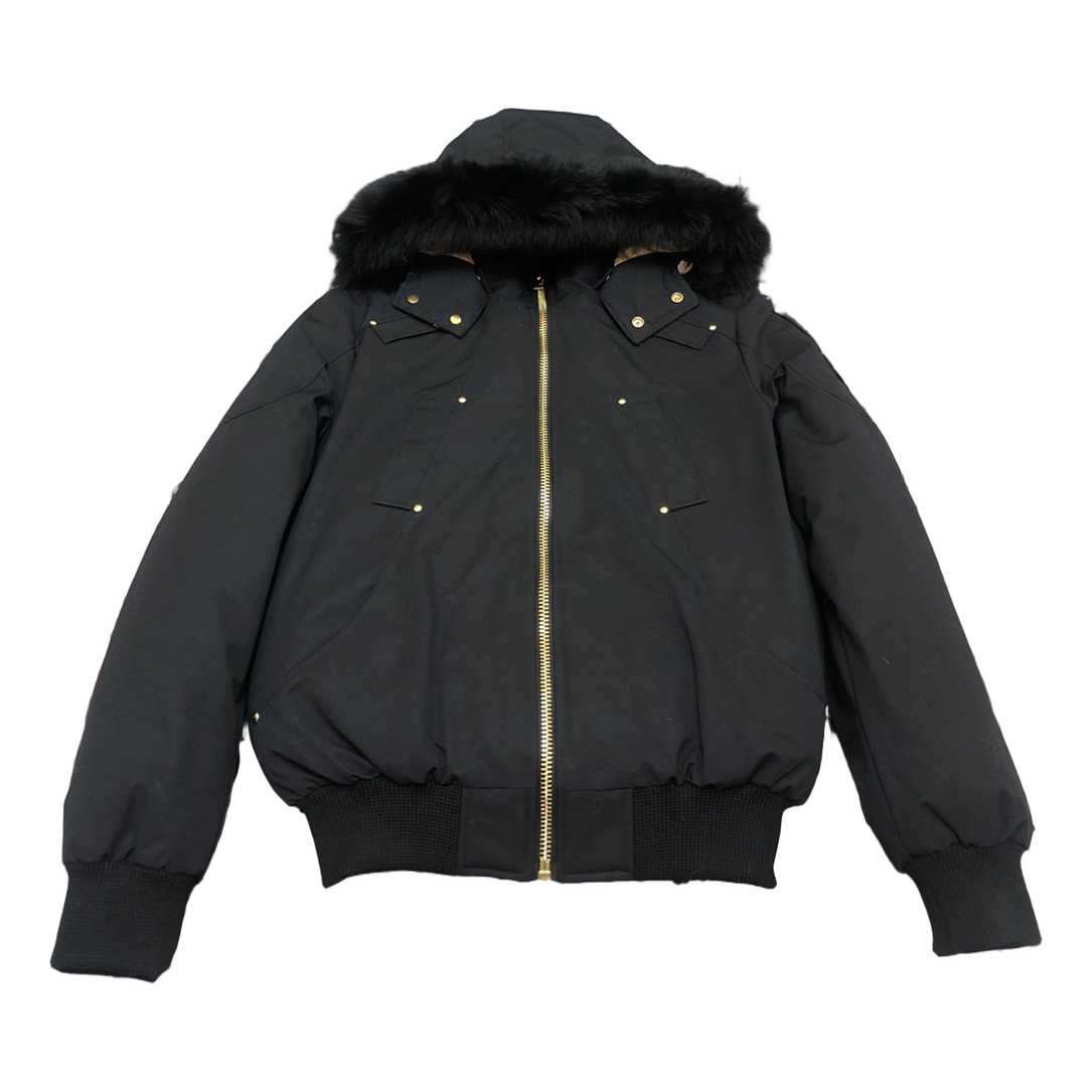 Moose Knuckles Gold Ballistic Fur-Trim Bomber | Black