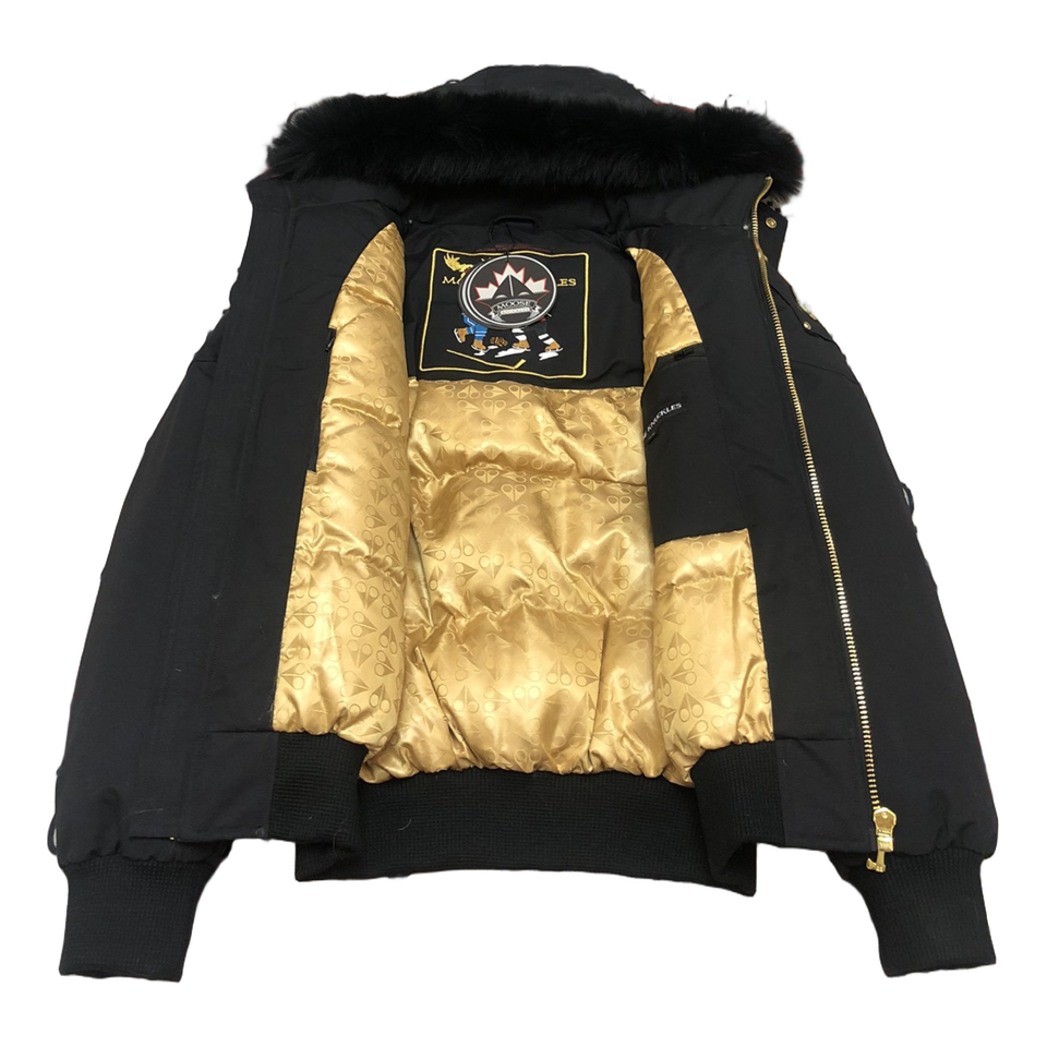 Moose Knuckles Gold Ballistic Fur-Trim Bomber | Black