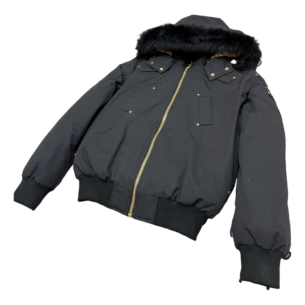 Moose Knuckles Gold Ballistic Fur-Trim Bomber | Black